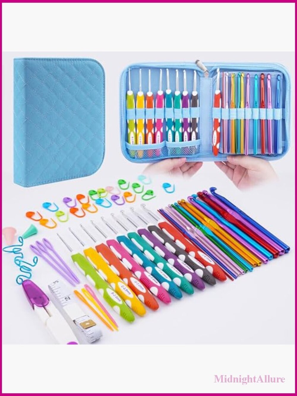 Crochet Hooks Set, 23 Sizes Ergonomic Kit with Case for Beginners